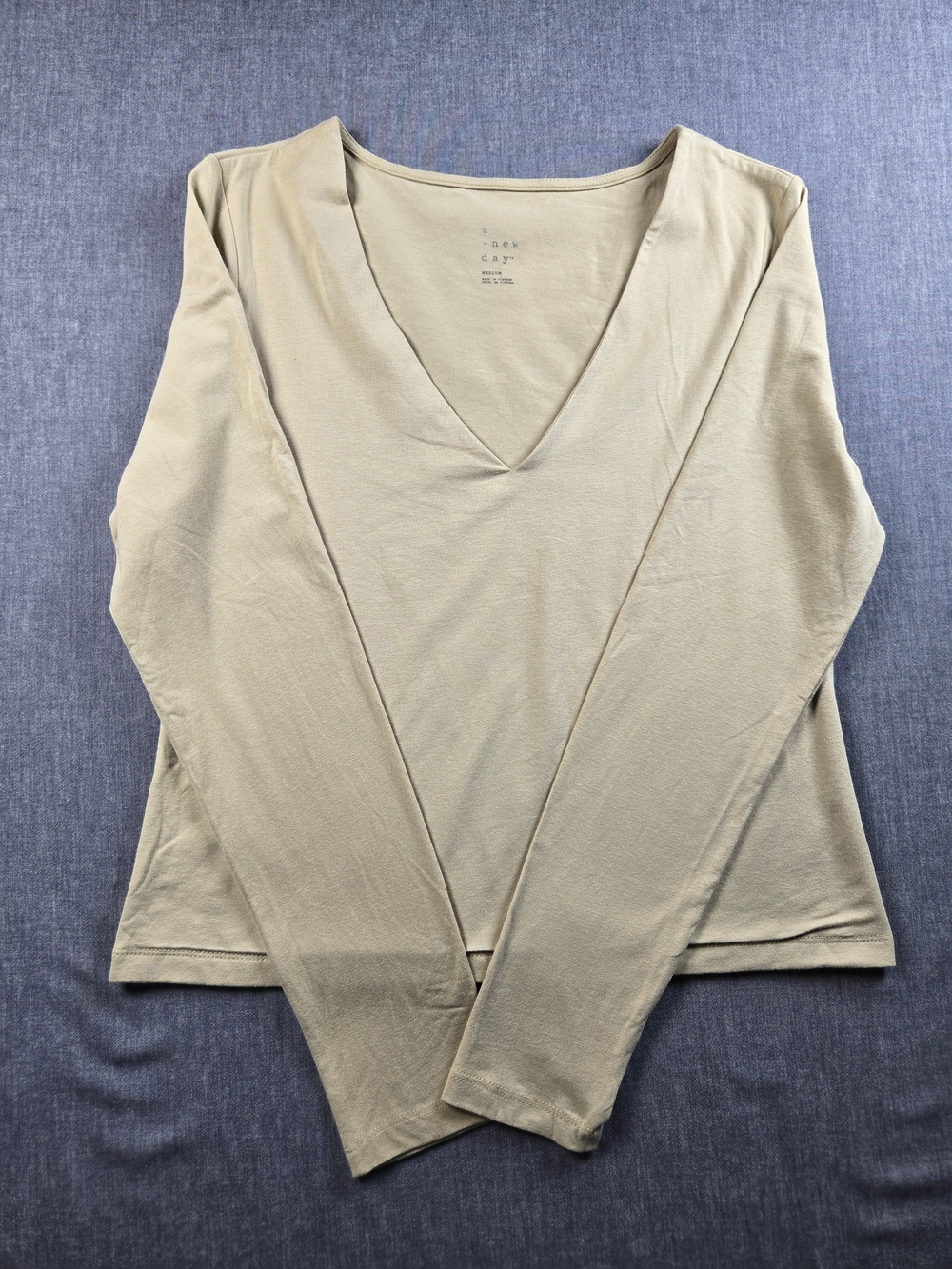 a new day V-Neck Long Sleeve Top - Light Beige